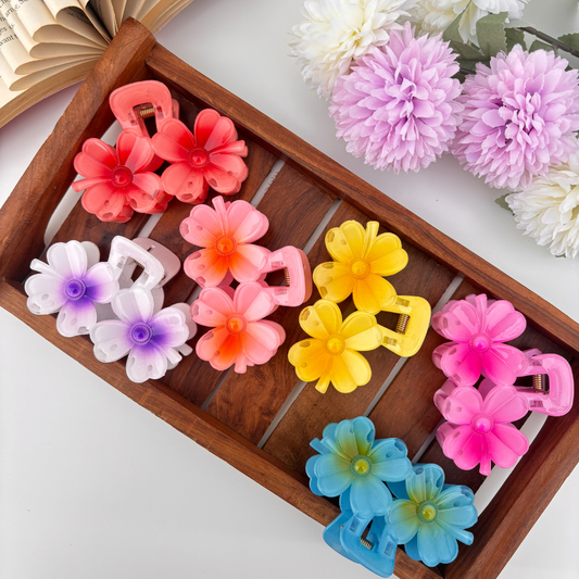 Shinny Double Flower Hair Claw - Large