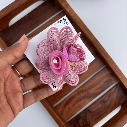 Vintage Lace Rose Clip