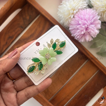 Garden Glow Floral Crystal Hair Clip