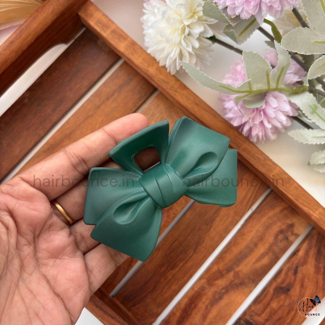 Colourful Matte Finish Bow Hair Claw - Large