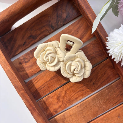 Double Rose Sculpted Hair Claw – Large