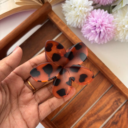 Leopard Bloom Matte Finish Hair Claw – Large