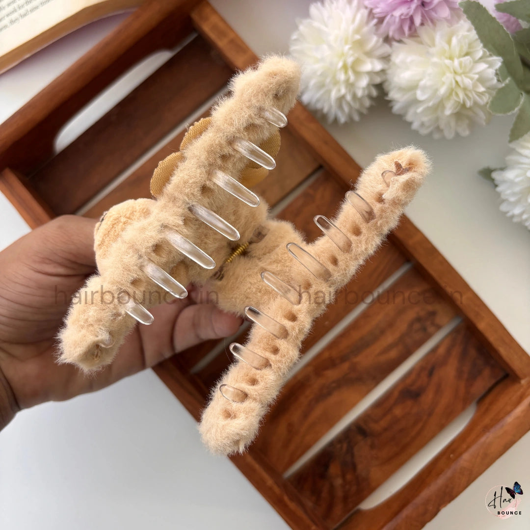 Cute Teddy Bear Fur Hair Claw - Large