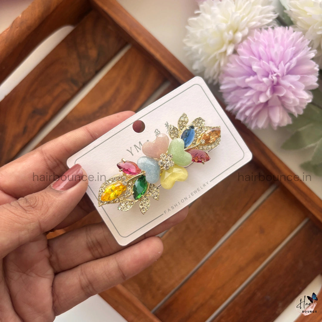 Garden Glow Floral Crystal Hair Clip