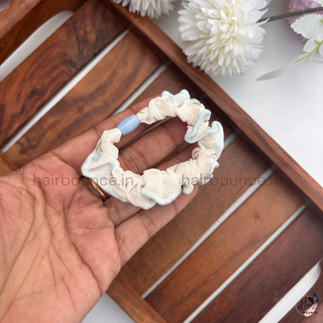 Pastel Floral Fabric Hair Scrunchies for Women & Girls