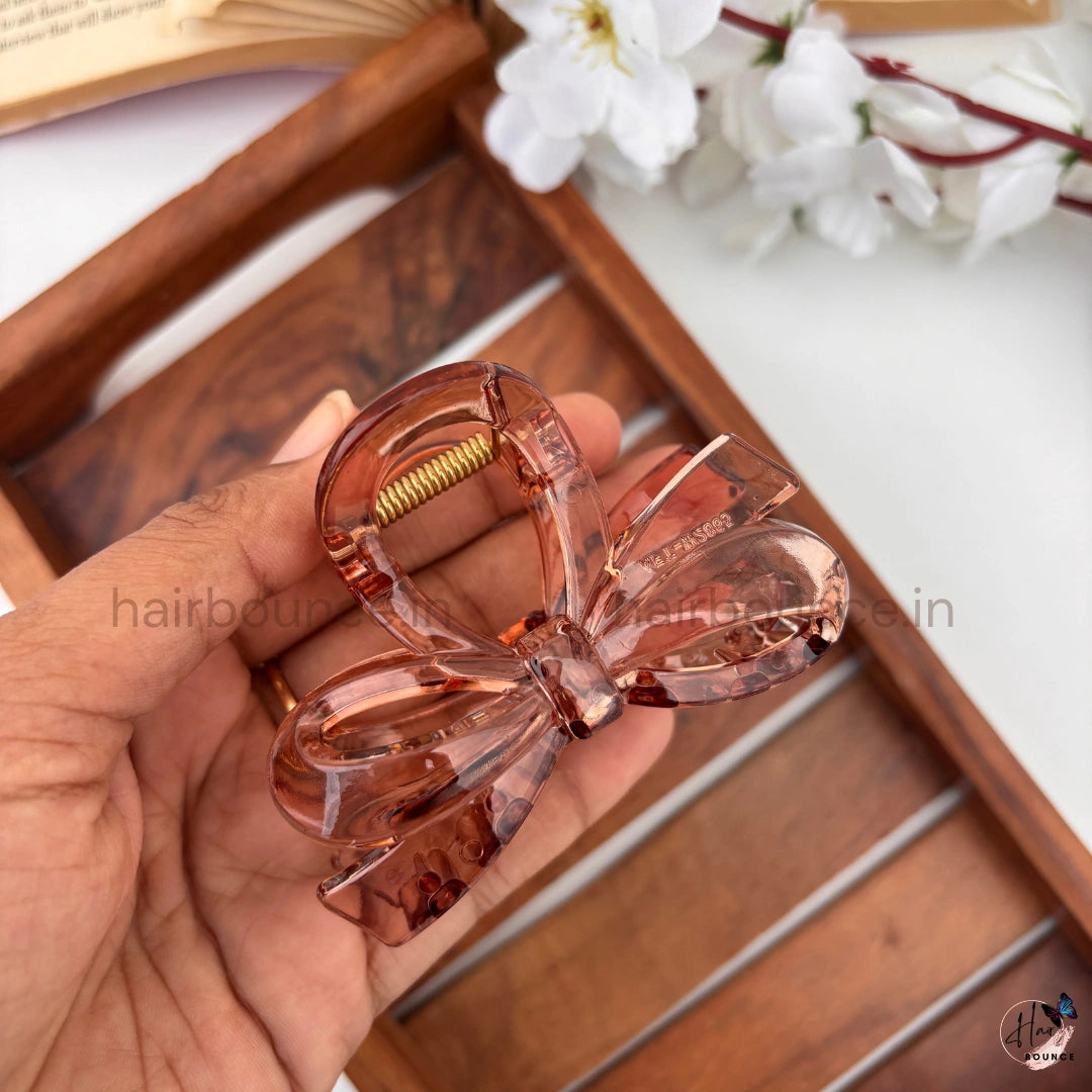 Transparent Bow Hair Claw Clip – Medium