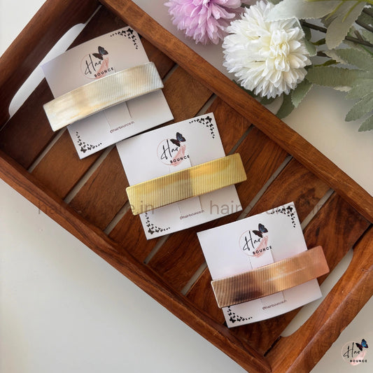 Aurelia Micro-Rib Metallic Rectangle Barrette – Minimal Luxe Series