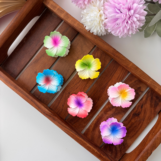 Dual Colour Matte Hibiscus Hair Claw - Small