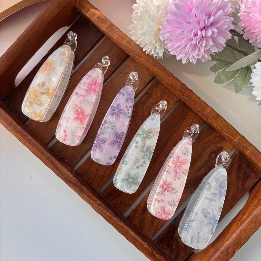 Bofeini Flower Printed Lock Banana Clip - Large