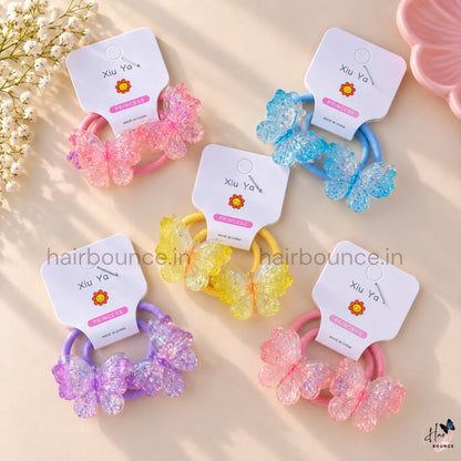 Sparkling Butterfly Ponytail Rubber Bands for Girls – Pack of 2