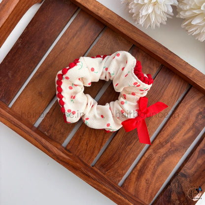 Pastel Printed Pom-Pom Scrunchie Hair Tie