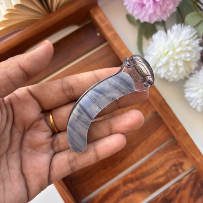 Lined Print Banana Hair Clip - Medium