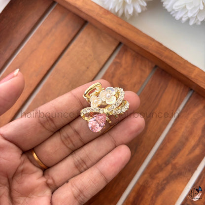 Crystal Pearl Butterfly Hair Claw – Small