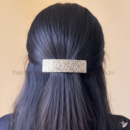 Regal Texture Metallic Rectangle Barrette – Royal Statement Collection
