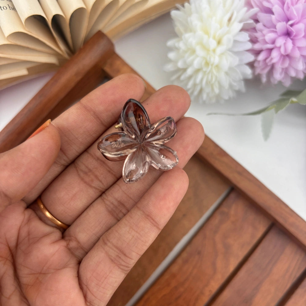 Mini Dual Colour Glassy Flower Hair Claw