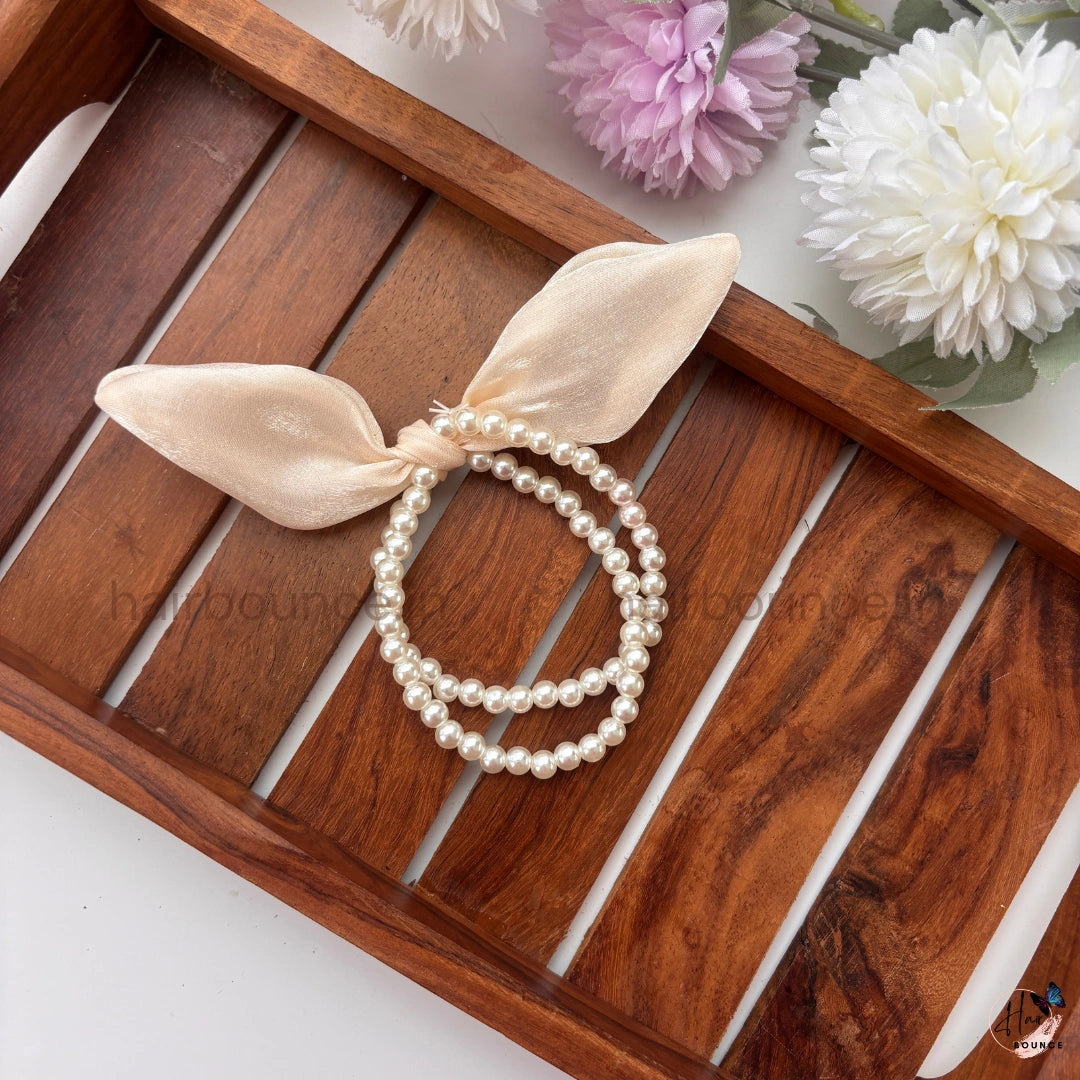 Pearl Bow Luxe Ponytail Holder