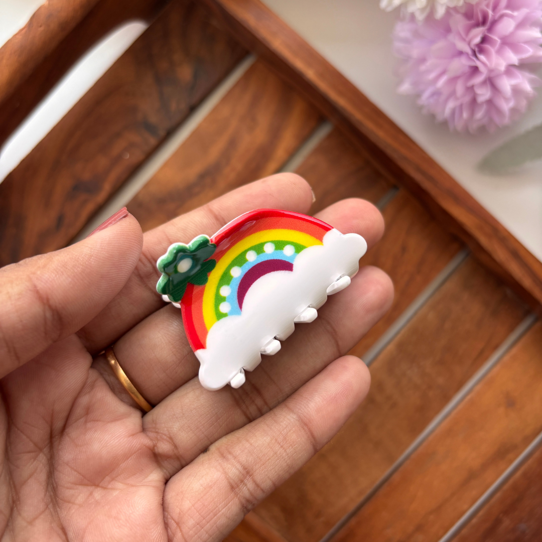 Rainbow & Cloud Hair Claw - Medium
