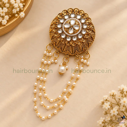 Royal Chakra Antique Gold Jada Billa with Pearl Hangings – 2 Styles