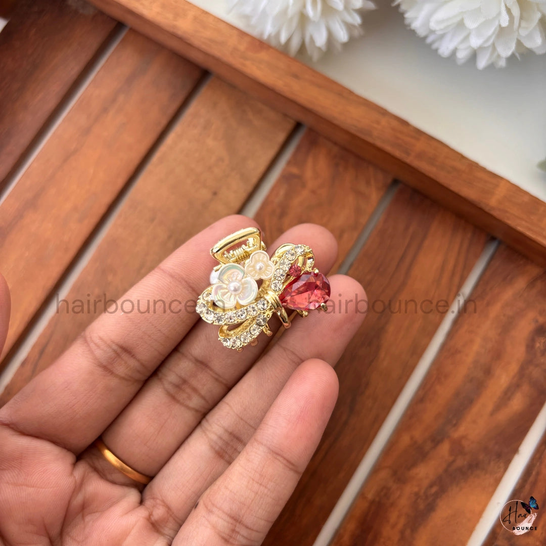 Crystal Pearl Butterfly Hair Claw – Small