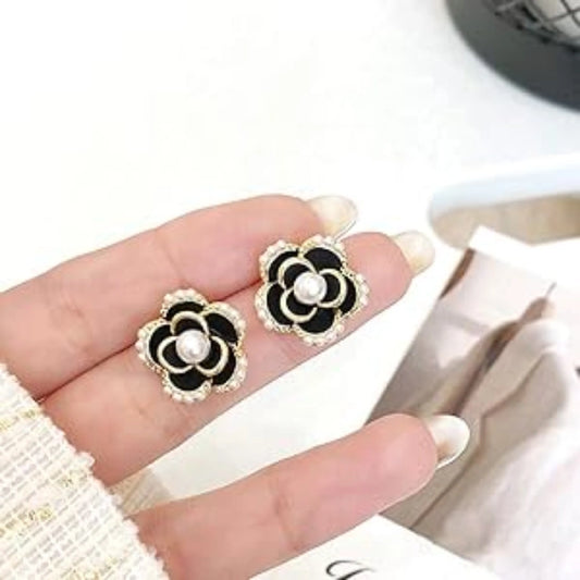 Midnight Bloom Rose Earrings