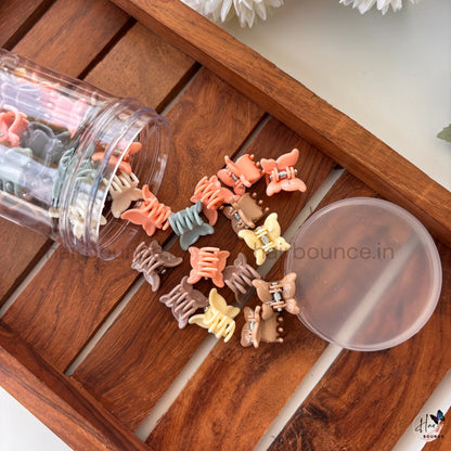 Neutral Mini Hair Claw Clip Jar – Pack of 50 | Assorted Tiny Hair Clips for Girls (6 Designs)