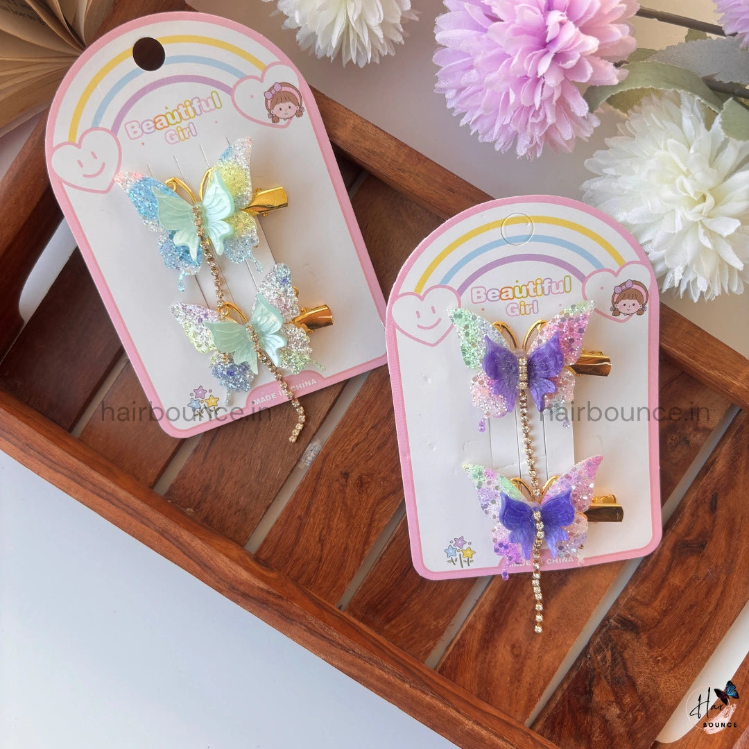 Glitter Flutter Butterfly Hair Clips – Set of 2