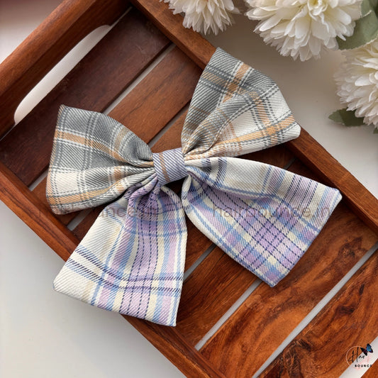 Pastel Plaid Bow Hair Clip