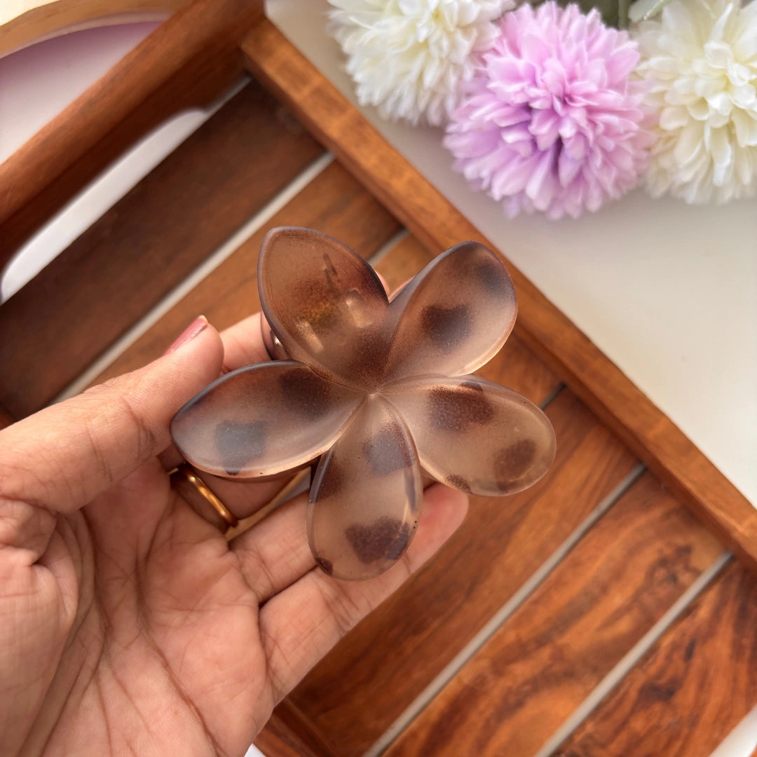 Leopard Bloom Matte Finish Hair Claw – Large