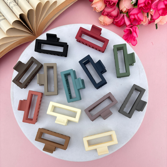 Edgy Rectangle Hair Claw - Pack of 2 / Assorted Colours