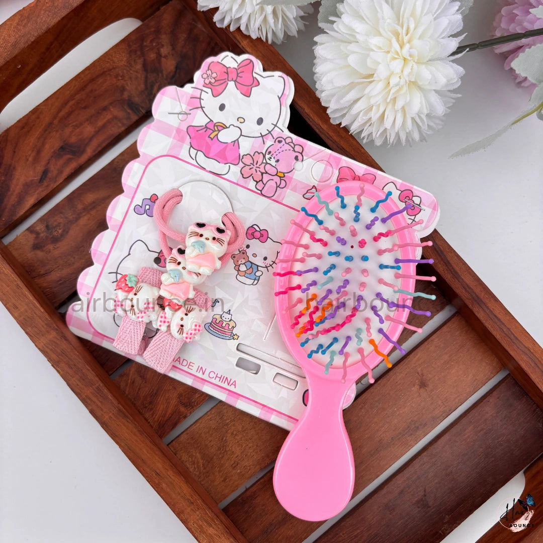 Hello Kitty Kids Hair Brush & Hair Accessories Gift Set – Combo of 3