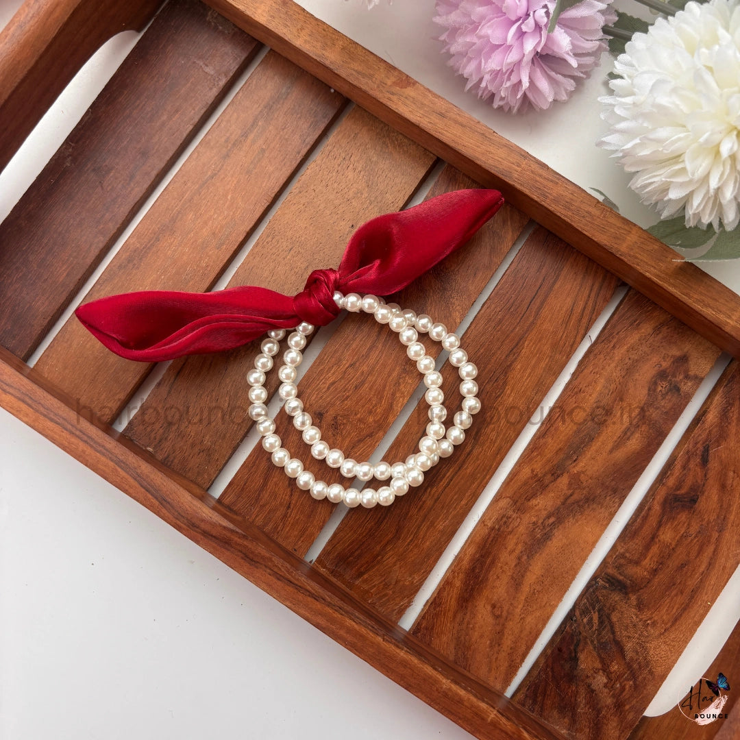 Pearl Bow Luxe Ponytail Holder