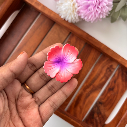 Dual Colour Matte Hibiscus Hair Claw - Small