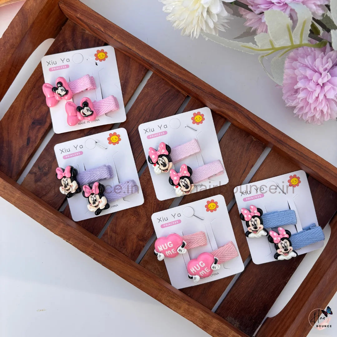 Cute Minnie Mouse Bow Alligator Hair Clips for Girls - Set of 5