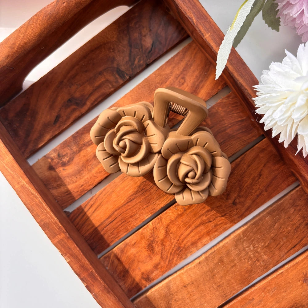 Double Rose Sculpted Hair Claw – Large