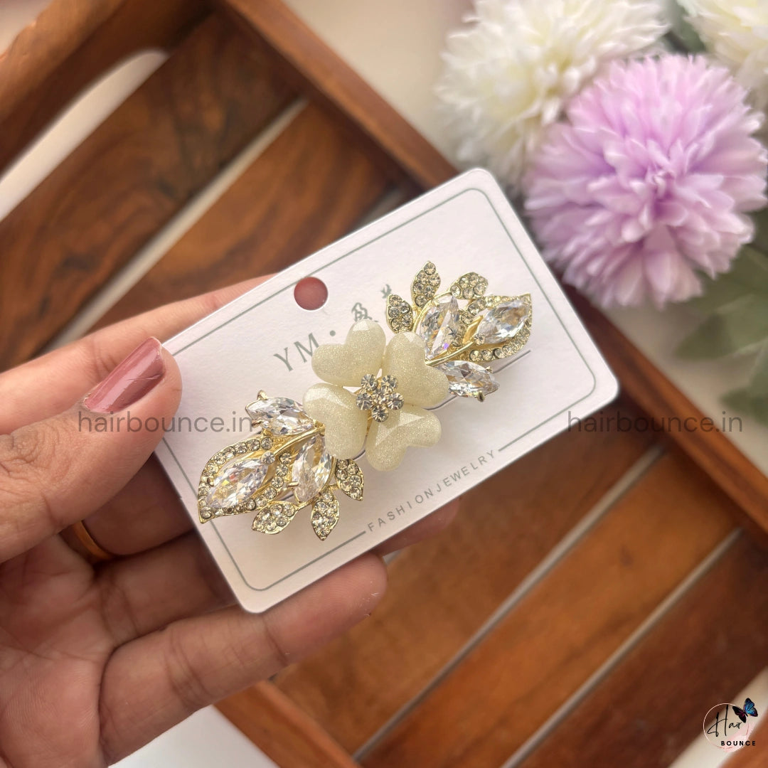 Garden Glow Floral Crystal Hair Clip