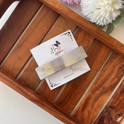 Aurelia Micro-Rib Metallic Rectangle Barrette – Minimal Luxe Series