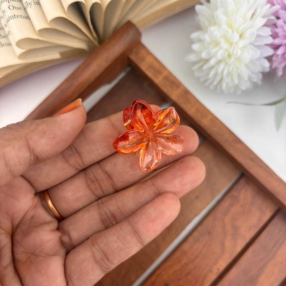 Mini Dual Colour Glassy Flower Hair Claw