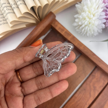 Glossy Lined Butterfly Hair Claw - Small
