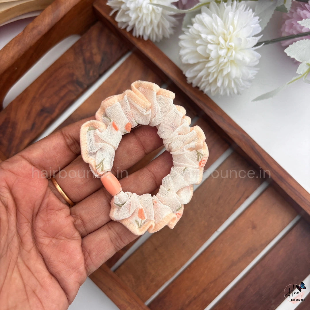 Pastel Floral Fabric Hair Scrunchies for Women & Girls