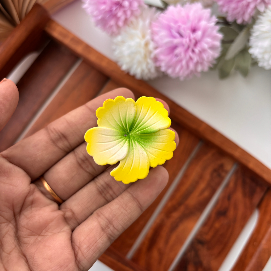 Dual Colour Matte Hibiscus Hair Claw - Small