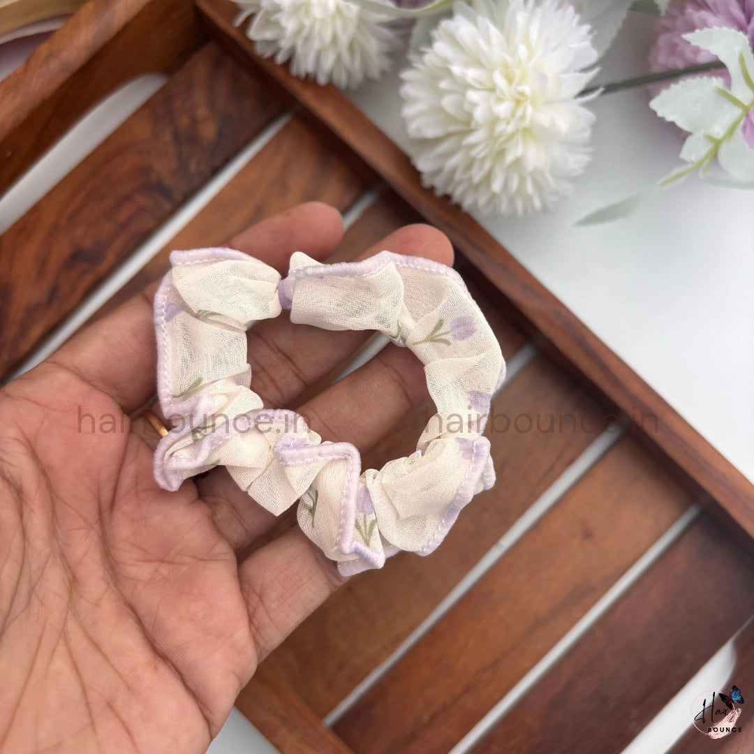 Pastel Floral Fabric Hair Scrunchies for Women & Girls