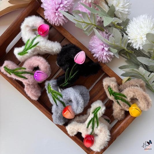 Shiny Tulip Fur Hair Claw – Large