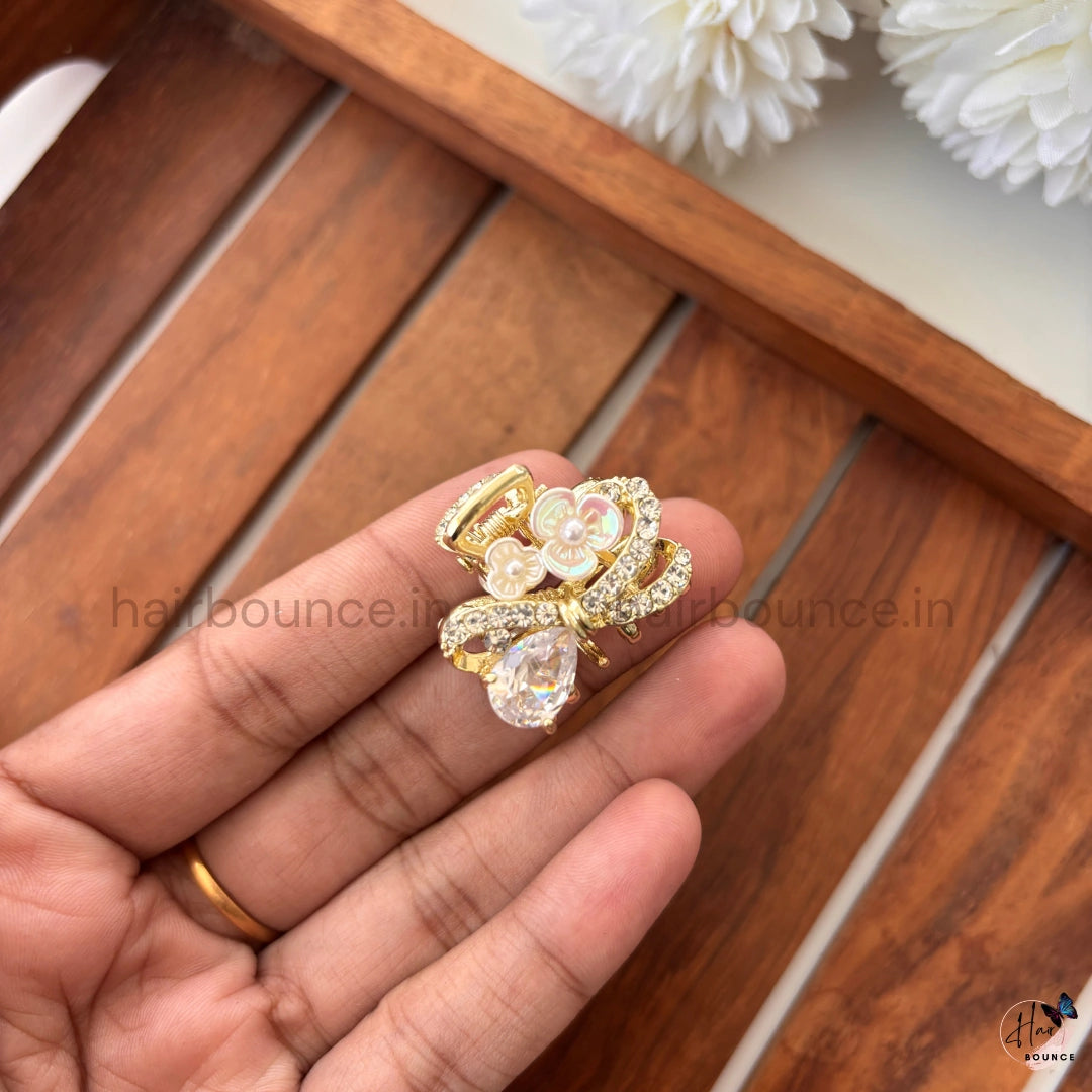 Crystal Pearl Butterfly Hair Claw – Small