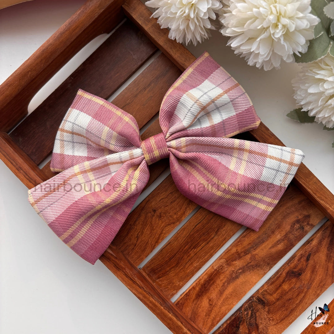 Pastel Plaid Bow Hair Clip