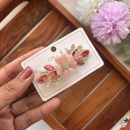 Garden Glow Floral Crystal Hair Clip