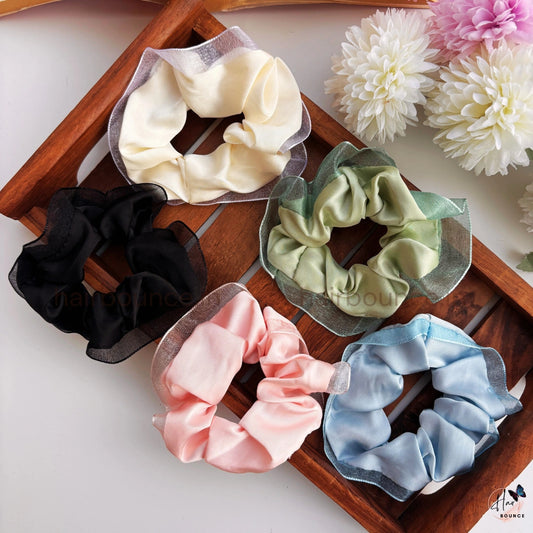 Sheer Edge Satin Scrunchie Hair Tie