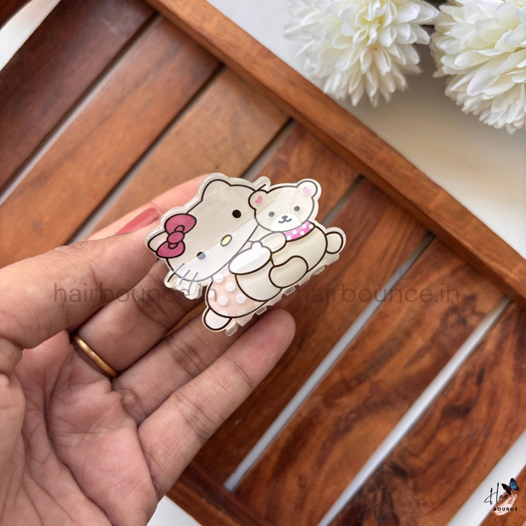 Cute Kitty & Teddy Hair Claw – Medium