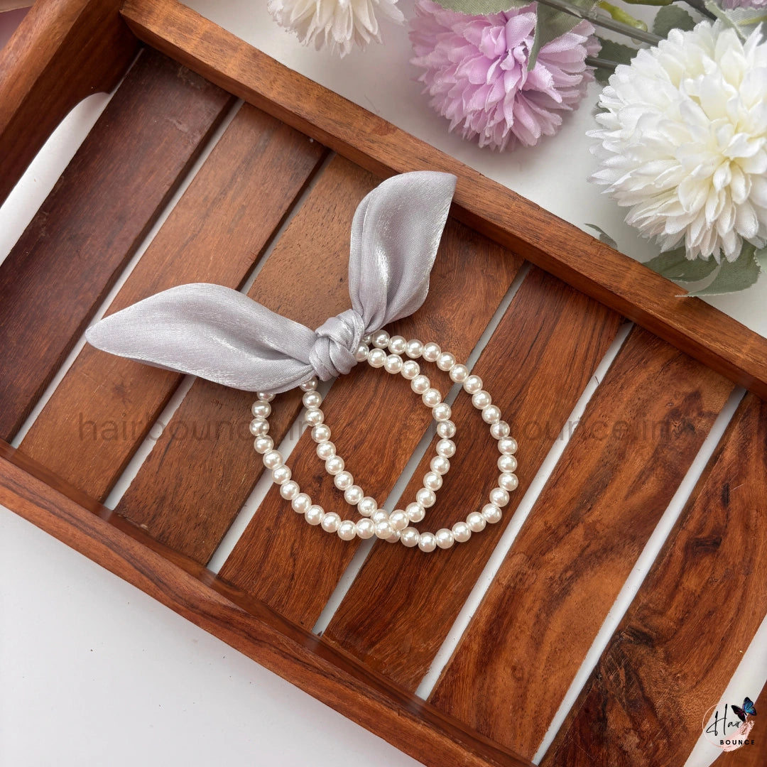 Pearl Bow Luxe Ponytail Holder
