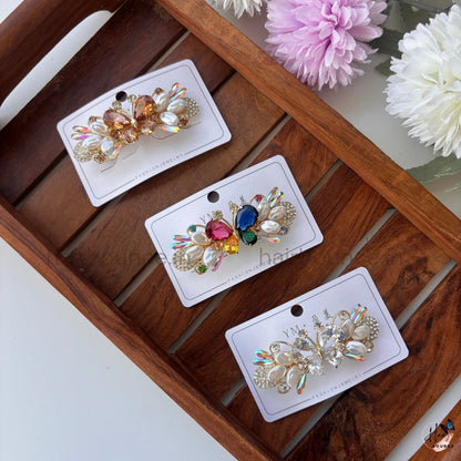 Crystal Butterfly Center Hair Barrette