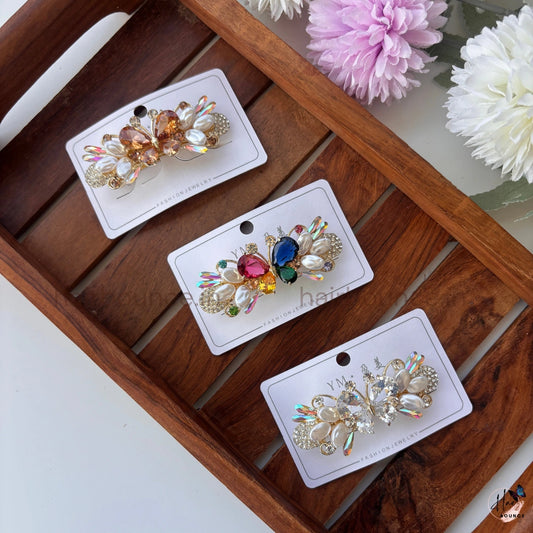Crystal Butterfly Center Hair Barrette